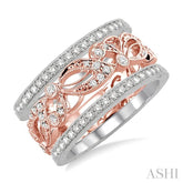 1/2 ctw Round Cut Diamond Triple Band Set in 14K White and Rose Gold